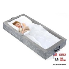 Portable Toddler Travel Bed   Foldable Soft Foam Floor Crib with Light Grey