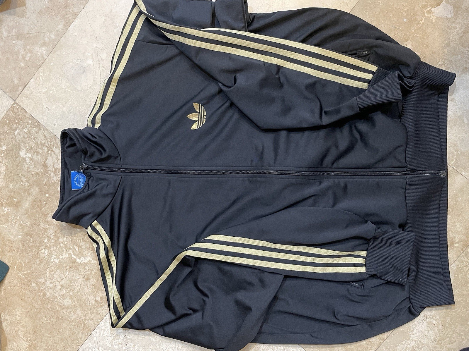 Vintage Y2K Adidas Originals Firebird Black and gold Jacket Size 2XL XXL