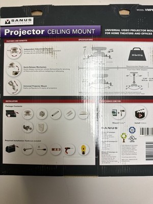 Sanus Universal Projector Ceiling Mount Home Theaters Office VMPR1s New Open Box