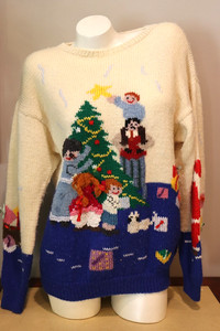Vintage Womens Wild and Wooly Christmas Knitted Sweater Size M