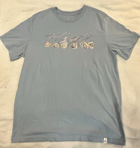 Jordan Flight Shirt, Blue Cotton Air Jordan Short Sleeve Tee Men’s Size Large