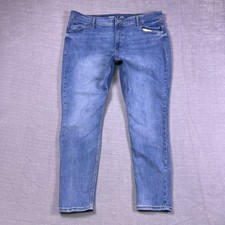 Old Navy Womens Blue Denim Stretch Mid-Rise Rockstar Super-Skinny Jeans Size 18