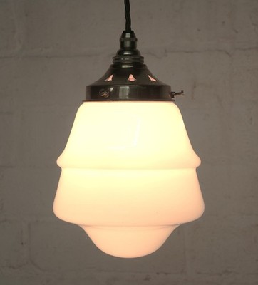 Deckenleuchte Art Deco weiß Glas Stufenkugel Pendelleuchte + Galerie & Beschläge