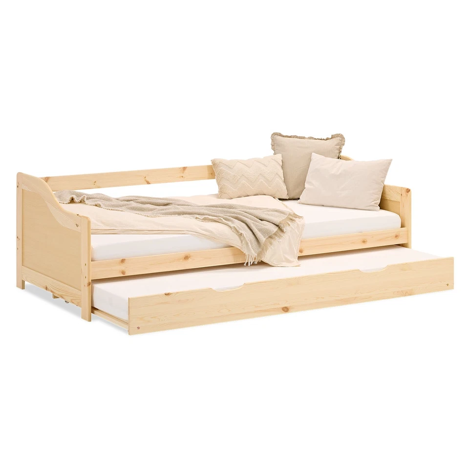 Gästebett Matratze Holzbett 90x200 Lattenrost Tagesbett ausziehbar Homestyle4u - Bild 4 von 4