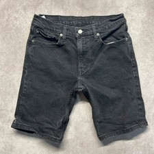 Levis 405 Standard Mens Washed Black Denim Jean Shorts Size 30 Stretch Cotton