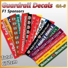 Slotcar Scenery Accessories Guardrail Decal Formula 1 Sponsors for Scalextric