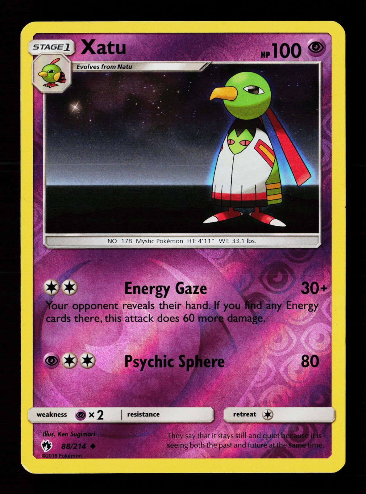 Xatu 88/214 Reverse Holofoil Lost Thunder Pokemon Card -B8