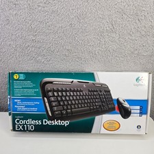 Logitech EX110 Combo Set Black Cordless Desktop Wireless Keyboard and Mouse