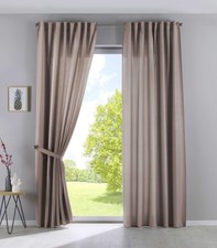 2 Vorhänge Verdeckte Schlaufen Cationic »JENA« Leinen Optik Meliert Gardinenband