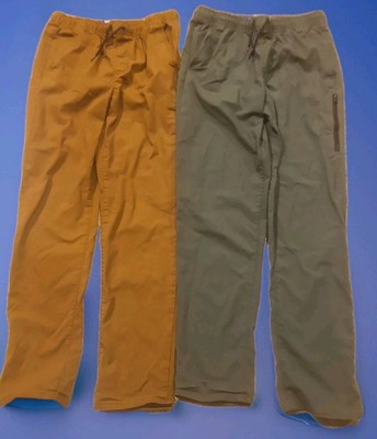 2 Old Navy Boys Taper Pants Size XL Built-In Flex Khaki/Green Stretch Casual