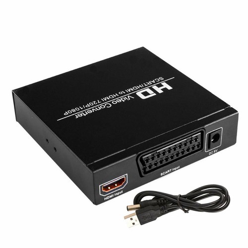 HD Video Konverter SCART & HDMI zu HDMI 720P 1080P Converter Adapter+USB-Kabel R