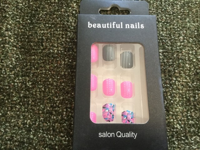 pink and black press on nails