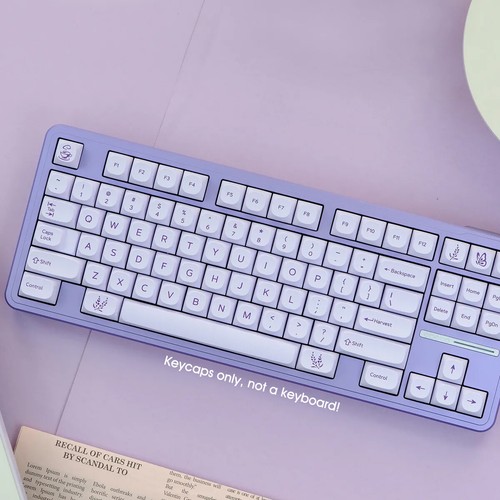 White Peppermint PBT Keycaps Set MA Purple Print for MX Mechanical Keyboards - Picture 6 of 8