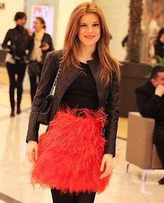 ZARA STUDIO RED ORANGE OSTRICH FEATHER SKIRT