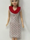 Vintage Barbie Clothes Clone Doll Dress Miss Suzette Red Gray Grey Print Dress