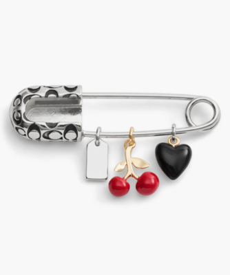 COACH Charm Safety Pin Brooch cherry ~heart~Tag | eBay display picture 2