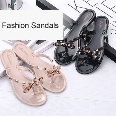 studded jelly flip flops