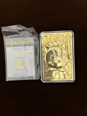 23 karat gold plated pokemon card jigglypuff Limited Edition 1999 Burger King Jigglypuff Gold Card #39 main image 1