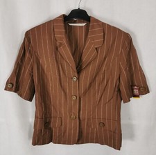 Ladies Jacket Size 16 Vintage 90s Marks And Spencer St Michael Linen Blend Brown