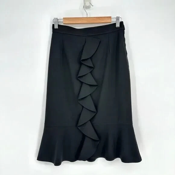 Gonna elastica a matita Yves Saint Laurent YSL lana finitura arricciata nera donna 4