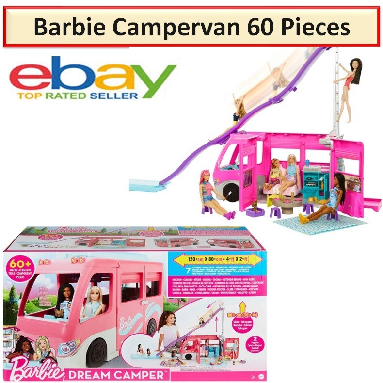 Barbie 60 Piece Campervan RV Camper Van Camping House Water Slide