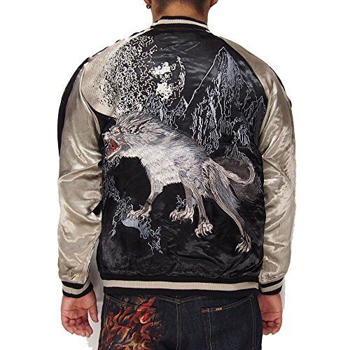 Satori JAPANESE SUKAJAN Jacket Reversible Month Wolf EMBROIDERY Size M
