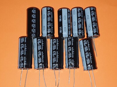 10x Elko 470µF / 160V 105°C 18x40mm Nichicon 470uF