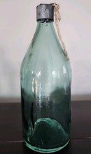 Glass Bottles Vintage Green With Metal Caps lot Of 5 8.5" Tall. MINT!!