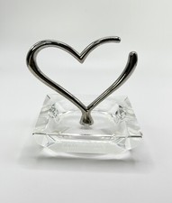 Pandora Crystal Silver Open Heart Charm Ring Holder Jewelry Stand Etched 3x3.5