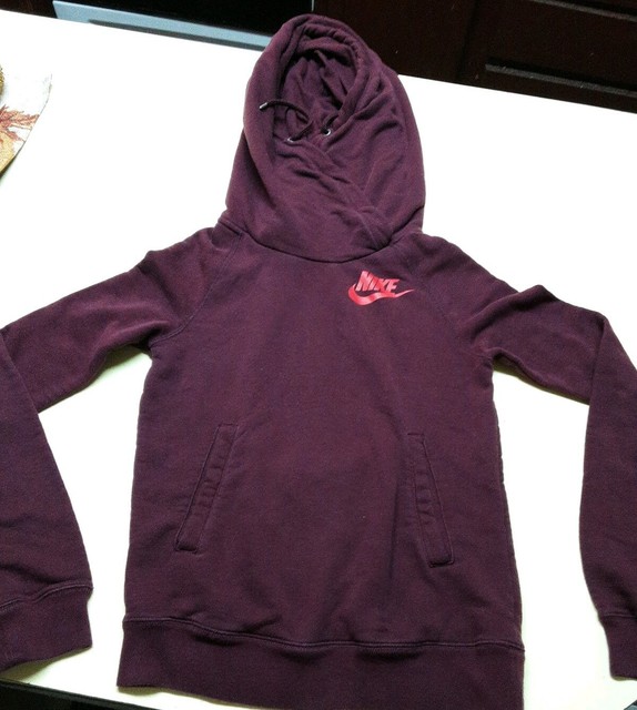 Nike Burgundy Pullover Hoodie w/Red Swoosh Logo XS #PSL | eBay