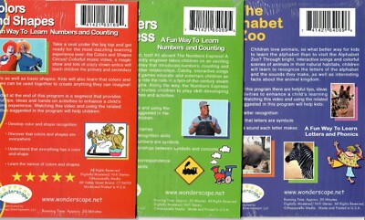 3 DVD Set - The Alphabet Zoo and The Numbers Express and Colors