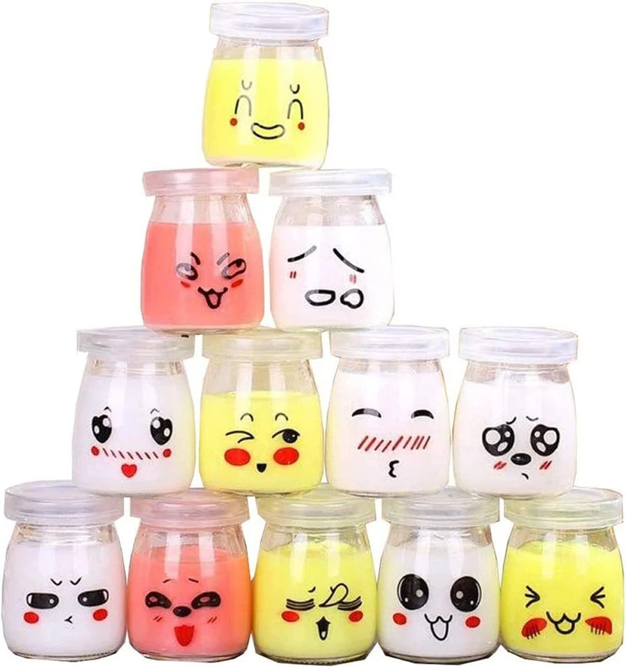 12 JoghurtGläser mit Deckel 100ml Desert Gläser set Glas kleine Dessertgläs...