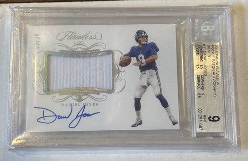 2019 Flawless Daniel Jones RC Rookie Patch Auto RPA Silver #’d 09/20 BGS 9