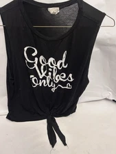 Dirtee Laundry Black womans XL sleeveless tshirt good vibes only