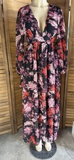 Forever 21 Women's Long Sleeve Dress Orange/purple Floral, Size Small