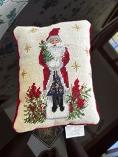 Vintage Christopher Radko Needlepoint Santa Accent Pillow NEW WITH TAGS