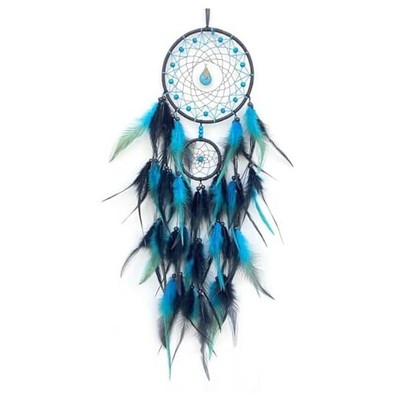 Black and Blue Dream Catcher Wall Decor Feather Dream Catchers with Pendant 