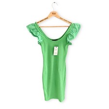 BNWT New Look Ladies Green Ribbed Stretch Cotton Dress Size 10 RRP £23.99