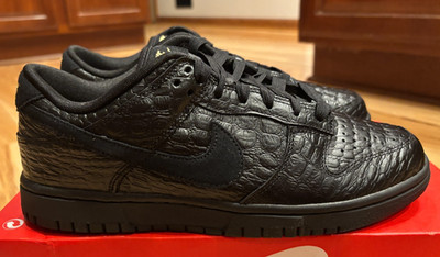 Nike Women's Dunk Low SS Croc Black Metallic Gold HV4388 001 Size 9.5