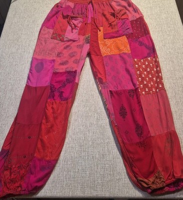 Bohemian Patchwork Harem Pants Balloon Lounge Yoga Trouser Pink Red Unique