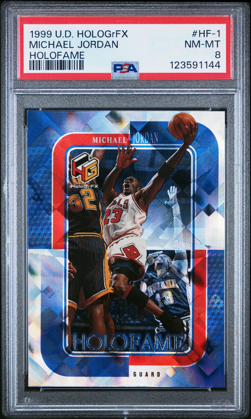 1999 UPPER DECK HOLOGRFX HOLOFAME #HF-1 MICHAEL JORDAN PSA 8 view 1