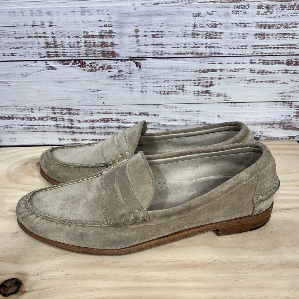 Allen Edmonds 10 D Sea Island Tan Suede Snuff Penny Loafers Slip On Shoes - Image 3 of 4