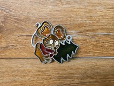 Vintage Stained Glass Christmas Santa Mouse Suncatcher Decoration Ornaments