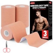 3 Rolls Kinesiology Tape, 4 inch x 14.8 Feet 4 Inch x Feet, Skin Color