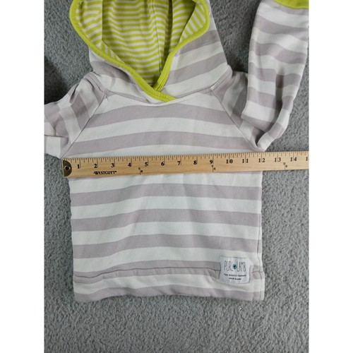 Baby Purl Lamb Sweatshirt 3/4T Gray 100% Cotton Pullover Hoodie Stripe Dinosaur - Picture 7 of 10