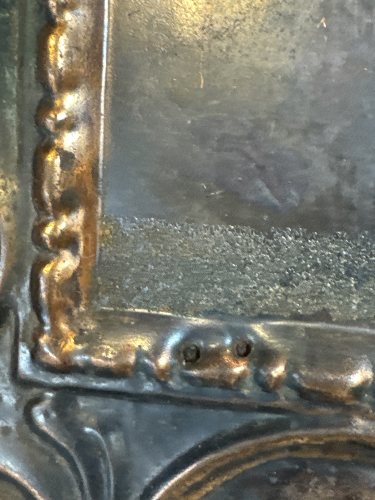 1890s Antique USS OLYMPIA Our Nations Pride Hammered Copper On Wood Mirror RARE