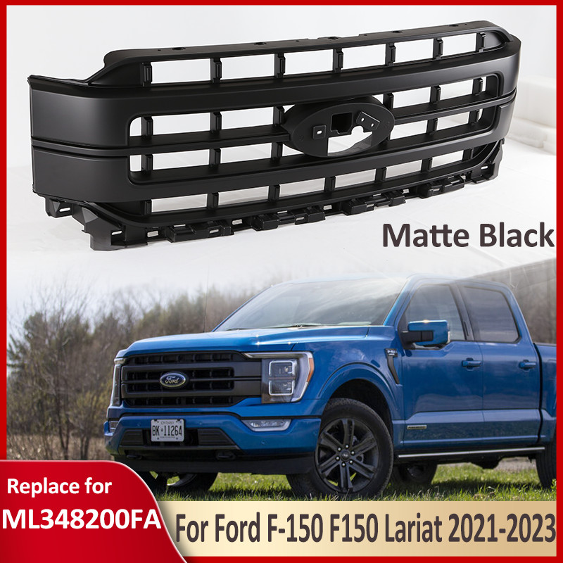 Front Bumper Grill Matte Black Fit Ford F-150 F150 2021-2023 Lariat ML3Z-8200-GA