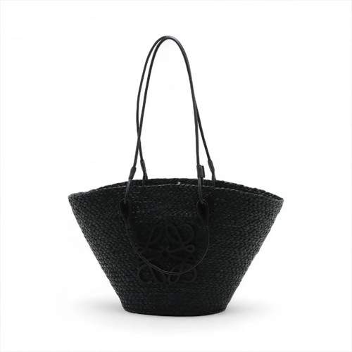 Loewe Anagram Basket Raffia Straw bag Black