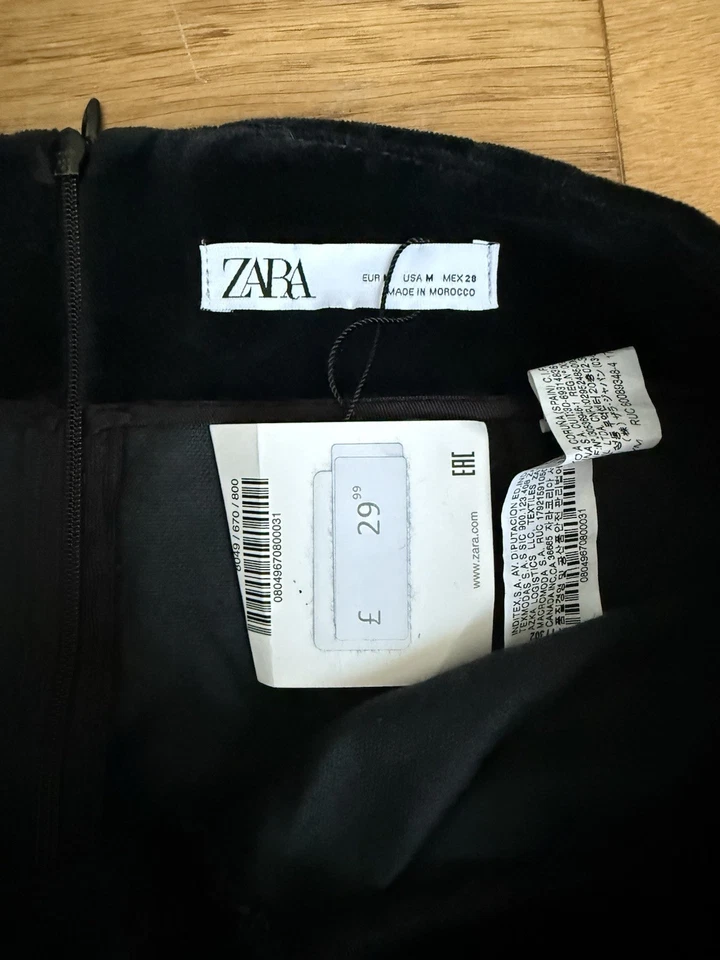 Zara velvet black mini skirt size medium m New With Tags - Image 2 of 4