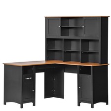 Modern Home Office Corner Desk w/ Adjustable Shelf for Working, Gaming, Studying